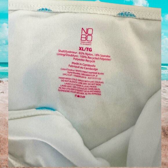 NWT - NOBO 2 Piece String Bikini - White w/Sky Blue Polka Dots - Size XL - Picture 3 of 8